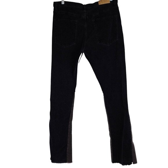 MNML Mens Corduroy Flare Denim Button Fly Raw Hem Jeans 34 - Picture 6 of 13